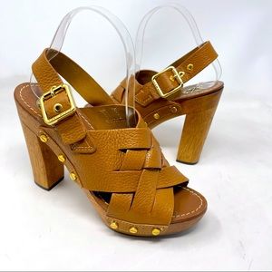 Tory Burch wooden leather platforms